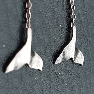 Silver Whale Tail Pierced Earrings
